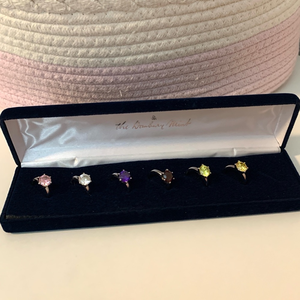 The Danbury Mint Set of 6 Simulated Birthstone Rings